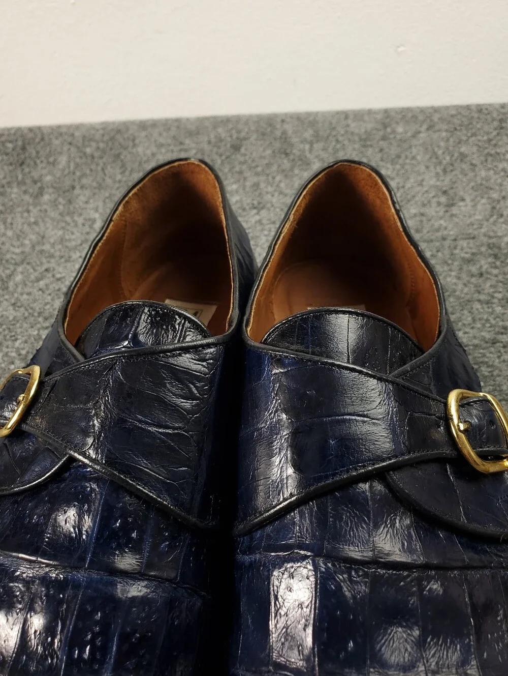 Michele Loisi Alligator Leather Monk Strap Exotic Skin Shoes 14 Italy Luxury